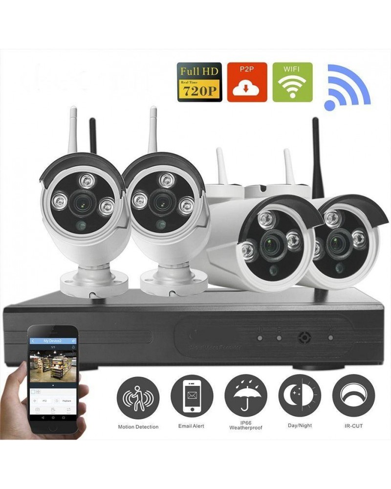 Kit caméra de surveillance sans fil avec enregistrement audio, 5MP 10CH NVR  sans fil + 6x3MP 2K caméra de surveillance extérieure sans fil AI Human