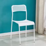 chaise de salle à manger d'extérieur moderne en plastique, avec dossier creux respirant