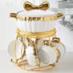 Coffret cadeau TFE de soupières/bols en céramique fantaisie avec 6 bols/tasses à soupe munis de poignées,