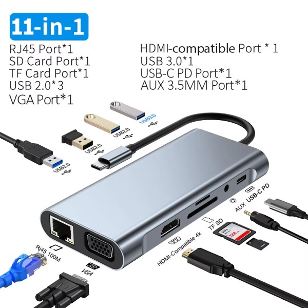 convertisseur-type-c-to-hdtv-r-scar-rs-tchd11in1-1.jpg Convertisseur Type-C to HDTV - R SCAR RS-TCHD11IN1 – Image 1