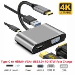 Convertisseur Type-C vers Type-C HDMI + VGA + USB3.0 - R SCAR RS-TCHDUSB4IN1