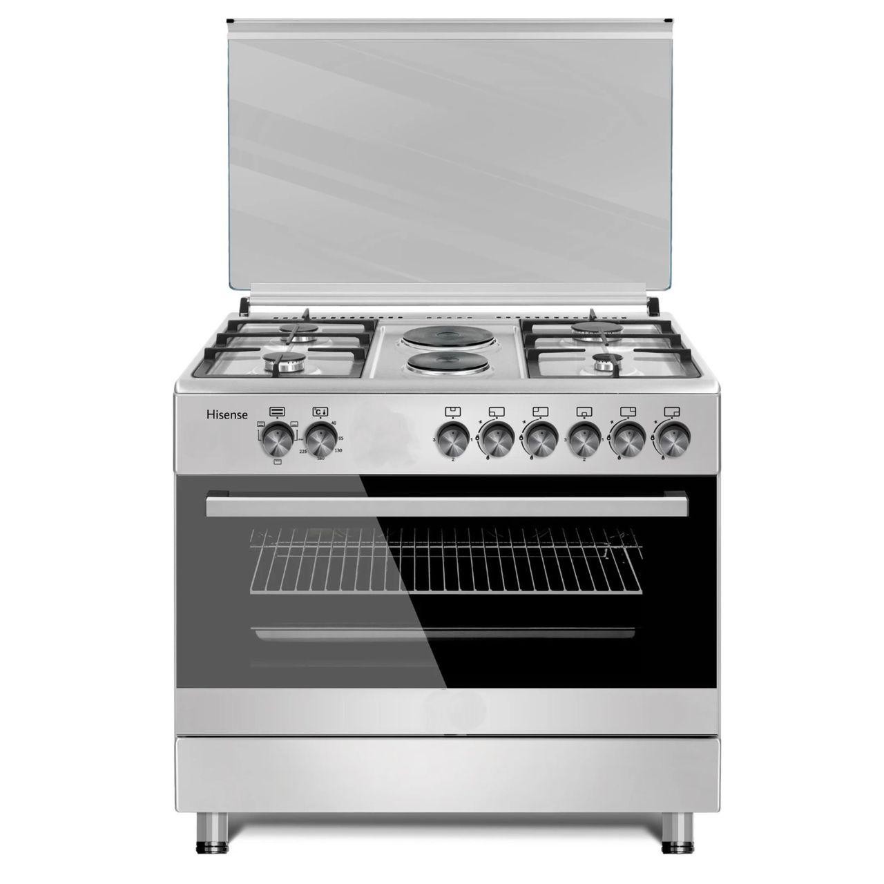 cuisiniere-hisense-6-feux-90x60-a-gaz-four-electrique-gris-hfg942gees-1.jpg CUISINIERE HISENSE 6 FEUX 90x60 A GAZ + FOUR ELECTRIQUE GRIS HFG942GEES – Image 1