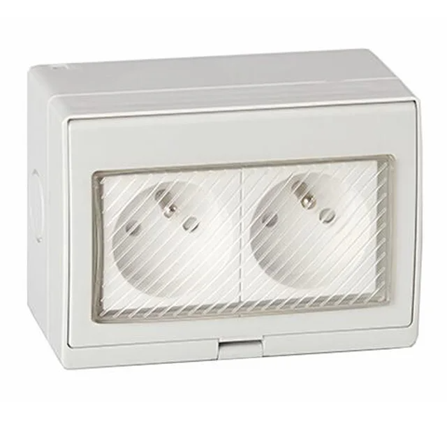 double-prise-etanche-francaise-avec-protection-ip55-et-membrane-transparente-1.png Double prise étanche française avec protection IP55 et membrane transparente – Image 1