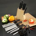 Ensemble de 6 couteaux de cuisine Wolpin avec bloc en bois-SBN