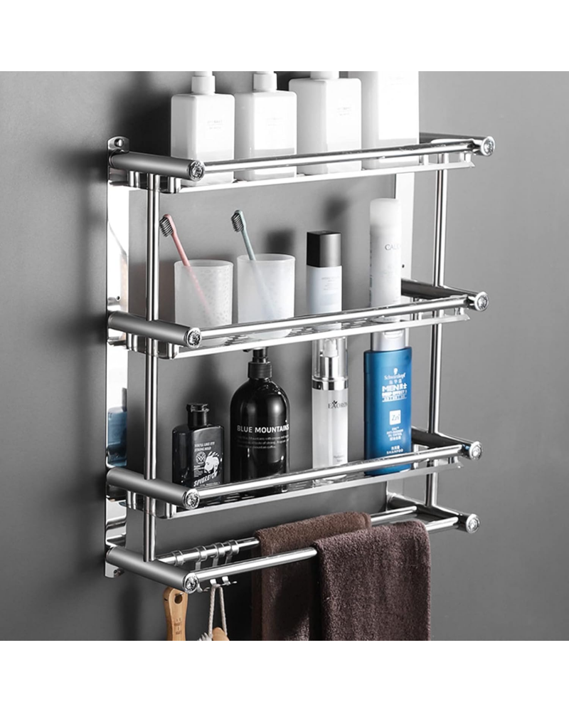 etageres-de-salle-de-bain-etagere-avec-porte-serviettes-rangement-mural-pour-douche-1.png Étagères de Salle de Bain Étagère avec Porte-Serviettes Rangement Mural pour Douche, – Image 1