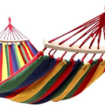 Hamac balançoire Jardin Suspendu Corde hamac Chaise Arc-en-Ciel rayé en Bois Camping