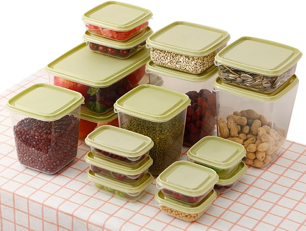 lot-de-17-recipients-de-stockage-d-aliments-en-plastique-avec-couvercles-sans-bpa-1.png Lot de 17 récipients de stockage d'aliments en plastique avec couvercles sans BPA – Image 1