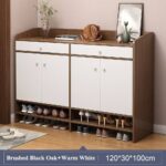 Meuble à chaussures, meuble de rangement d'entrée avec 2 tiroirs et 4 portes