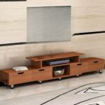 Meuble TV en bois massif avec tiroirs-SBN