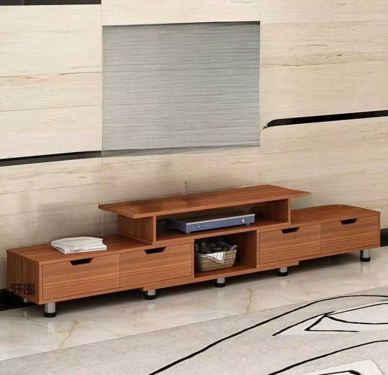 meuble-tv-en-bois-massif-avec-tiroirs-sbn-1.jpg Meuble TV en bois massif avec tiroirs-SBN – Image 1