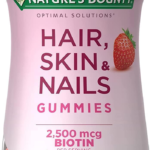 Nature's Bounty Optimal Solutions Cheveux, Peau et Ongles à la Biotine Saveur Fraise - 80 Gummies,