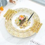 Plateau de service ottoman de luxe avec poignée dorée