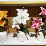 Pot - vase blanc strié