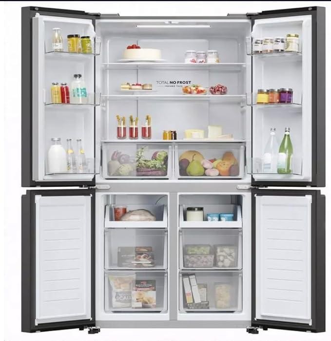 refrigerateur-haier-side-by-side-4-portes-gris-hrf525mb-1.jpg REFRIGERATEUR HAIER SIDE BY SIDE 4 PORTES GRIS HRF525MB – Image 1