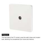 rise d'antenne TV murale simple prise PC blanc 88 mm x 86 mm pour câble