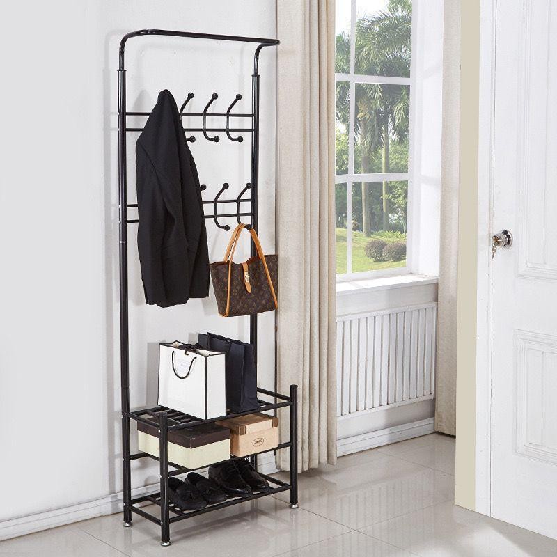 support-multi-usages-18-crochets-pour-vetements-chaussures-chapeaux-sacs-cadre-en-metal-noir-1.jpg Support multi-usages 18 crochets pour vêtements chaussures chapeaux sacs cadre en métal noir – Image 1