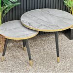 Table Basse Moderne en bois avec Cadre en métal Robuste
