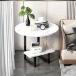 Table D'appoint Ronde, Table Basse Table De Casse-croûte À Deux Étages-SBN