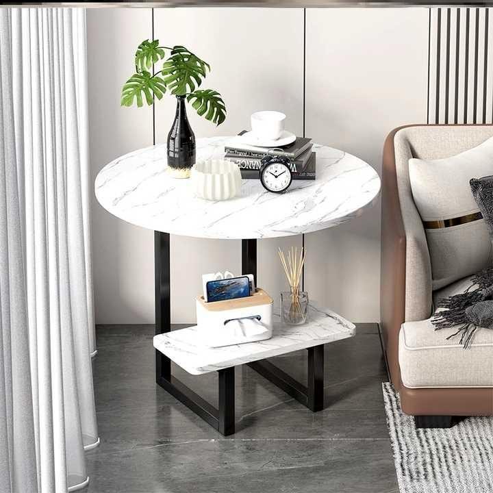 table-d-appoint-ronde-table-basse-table-de-casse-croute-a-deux-etages-sbn-1.jpg Table D'appoint Ronde, Table Basse Table De Casse-croûte À Deux Étages-SBN – Image 1