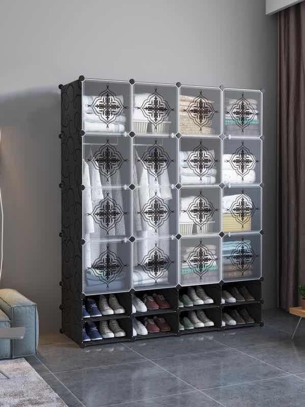 armoire-en-plastique-avec-rangement-chaussure-noir-et-blanc-.jpg Armoire en plastique avec rangement chaussure noir et blanc – Image 1