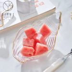 Assiette à Dessert /Sauciere en Verre Liseré -creuse