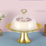 Assiette à gâteau avec couvercle en plastique et support 32 cm-TSV