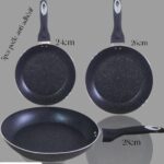 Batterie 3 Poêles 20/24/28 cm - Aluminium Pressé - Revêtement type pierre - Tous Feux dont Induction