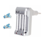 BATTERIES RECHARGEABLES 1.2V 800MAH AA NI-MH - BLEU BLANC (4PCS) AVEC CHARGEUR