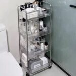 Chariot de rangement roulant avec roulettes, étagère de rangement de salle de bain, étagère mobile multifonctionnelle