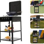 Cuisinière à gaz portable 4 brûleurs avec support en fer