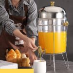 Distributeur de jus de fruits en acier inoxydable avec couvercle, machine à boissons froides de 8 L- TSV