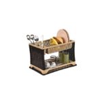 Égouttoir (Range) Pour Vaisselles en Plastique de 2 Compartiments - Marron