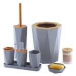 Ensemble set de toilette 7pcs  couvert en bamboo