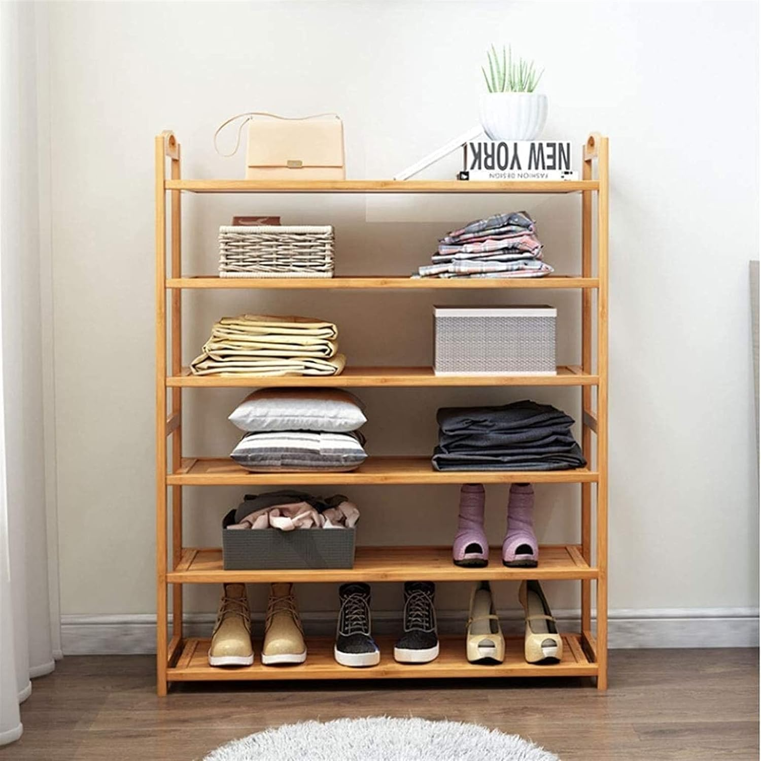 etagere-de-rangement-de-chaussures-en-bambou-15paires.png Étagère de Rangement de Chaussures en bambou-15paires – Image 1