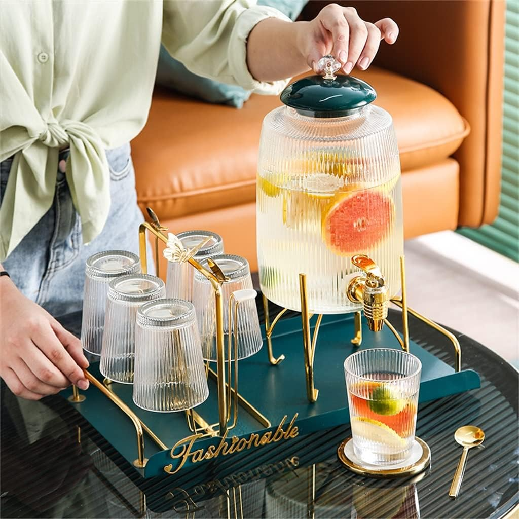 fontaine-a-jus-en-verre-6-tasses.png FONTAINE À JUS EN VERRE + 6 TASSES – Image 1