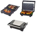 Grill Viande Panini Multifonction 1800W, Antiadhésif, intensité réglable et ouverture à 180º