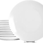 Lot de 12 assiettes plates en porcelaine blanche