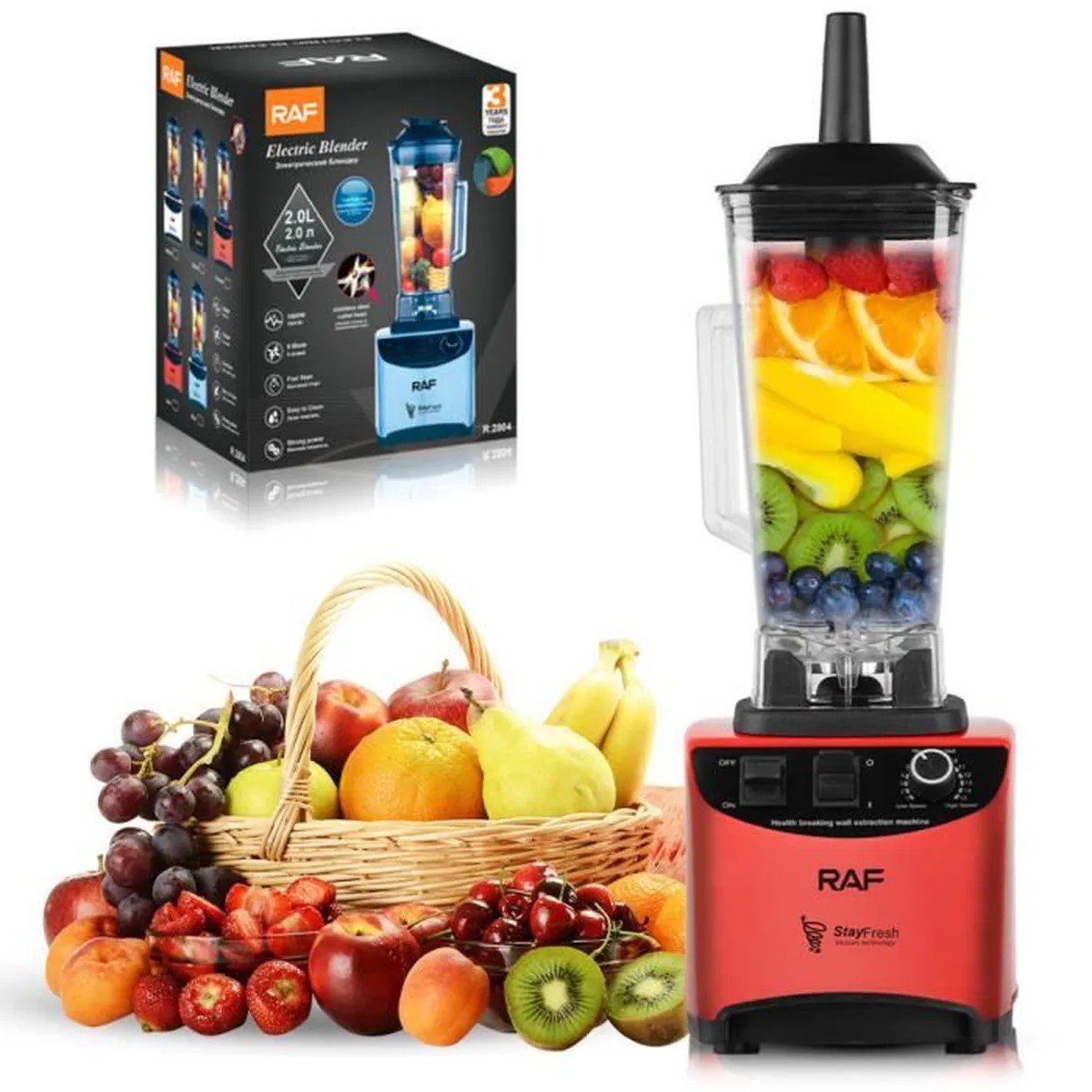 mixeur-professionnel-avec-6-lames-en-acier-raf-r2828.jpg Mixeur professionnel avec 6 lames en acier - RAF R.2828 – Image 1