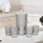Pichet à eau ovale , ensemble de 5 pièces, pichet en acrylique de 2.6 litres