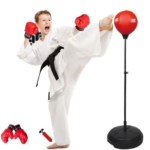 Punching Ball Réglable en Hauteur 75-105cm avec Gants de Boxe et Pompe pour Adultes et Enfants