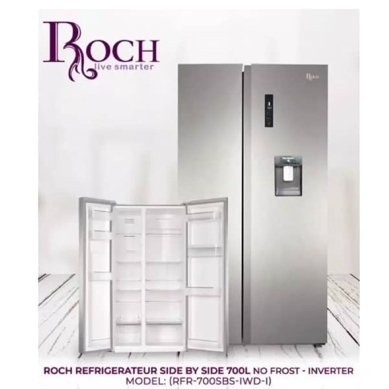 refrigerateur-roch-rfr700sbsiwd-side-by-side-2-portes-silver-avec-fontaine.jpg REFRIGERATEUR ROCH RFR700SBSIWD SIDE BY SIDE 2 PORTES SILVER AVEC FONTAINE – Image 1