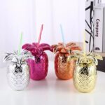 Tasse d'ananas en cuivre de 750ml/25oz, avec paille en plastique SFV