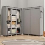 Armoire de Rangement en tissu simple à trois rangées - Gris – Image 2