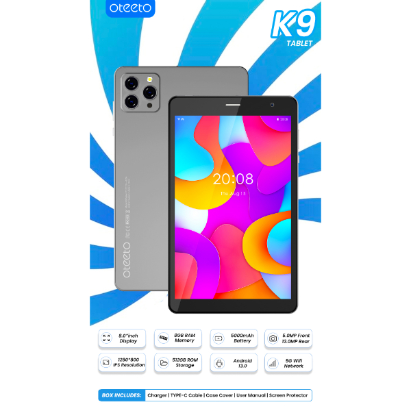 Oteeto K9-1 Tablette Oteeto K7 5G Wifi 8Gb Ram / 512Gb Memoire 8 Pouces Oteeto K9 – Image 1