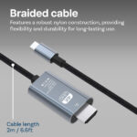 Câble adaptateur Type-C vers HDMI - Mâle / Mâle (compatible 4K à 60Hz) - 2 mètres R SCAR RS-CABTCHD – Image 2