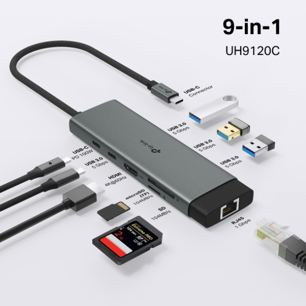 TP-LINK TL-UH9120C-1 TP-LINK TL-UH9120C Convertisseur USB Type-C 9 in 1 Hub – Image 1