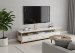 Meuble TV moderne avec portes et tiroirs de rangement compartimentée pour le salon , couloir et chambre – Image 2