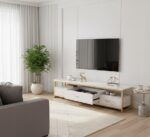 Meuble TV moderne avec portes et tiroirs de rangement compartimentée pour le salon , couloir et chambre