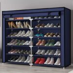 Étagère à chaussures en métal avec housse anti poussière